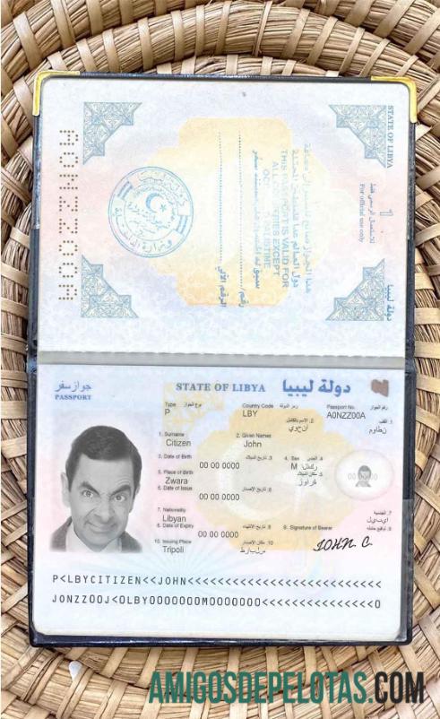 Foto do passaporte da Líbia exemplo